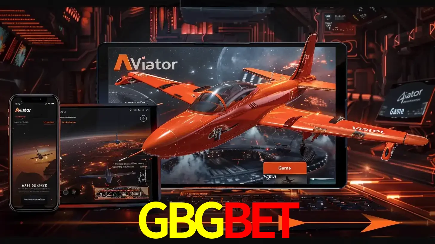 Apresentação tecnológica do jogo Aviator com um avião saindo da tela de um tablet, demonstrando a experiência imersiva em múltiplos dispositivos no GBGBET.