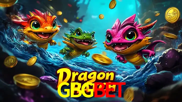 Arte promocional do jogo Dragon Hatch com três adoráveis dragões bebês nadando entre moedas de ouro, um dos slots mais divertidos para jogar no cassino GBGBET.