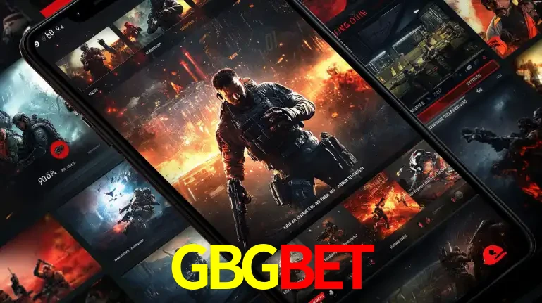 Tela de um celular exibindo uma galeria de jogos de tiro com temática militar, mostrando a variedade de e-sports disponíveis para apostas na plataforma de entretenimento GBGBET.